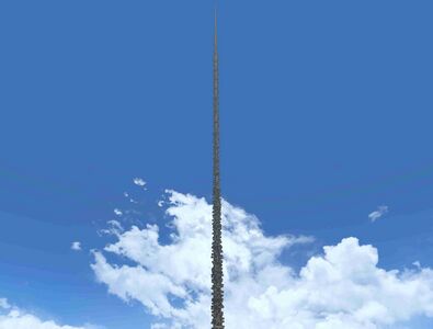 The tower ascends beyond view