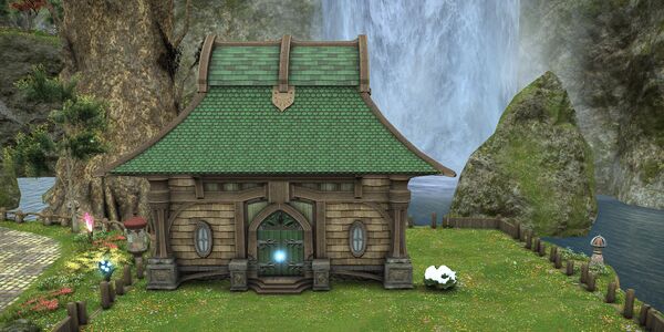 Pictured beside a Lavender Beds small house