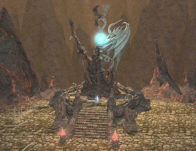 The dungeon entrance is situated in front of the Halo landmark