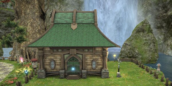 Pictured beside a Lavender Beds small house