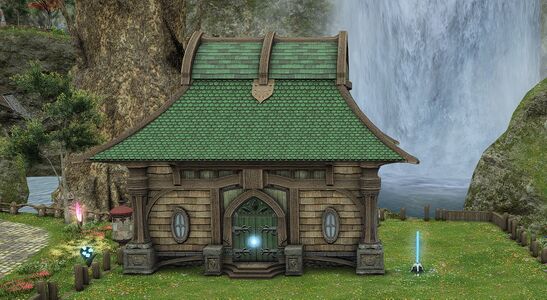 Pictured beside a Lavender Beds small house