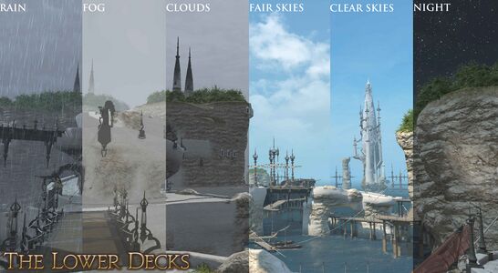 The different weather patterns seen in the Lower Decks