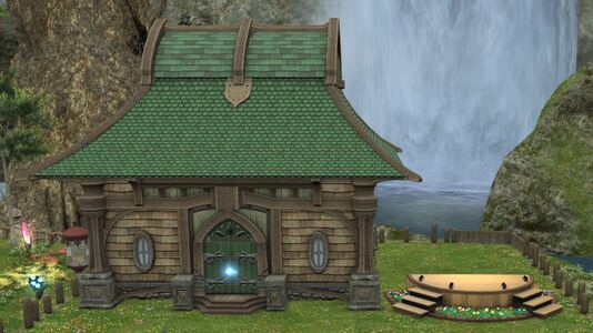 Pictured beside a Lavender Beds small house