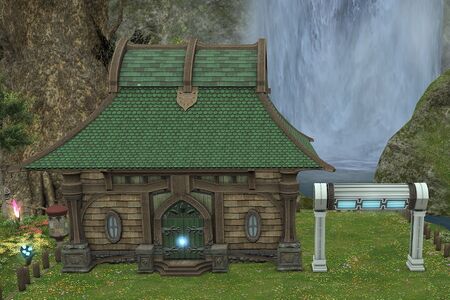 Pictured beside a Lavender Beds small house