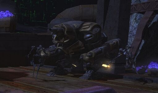 a Gordhonite Guardian engaged in battle against Omicron Invaders during the subjugation of Gordhona
