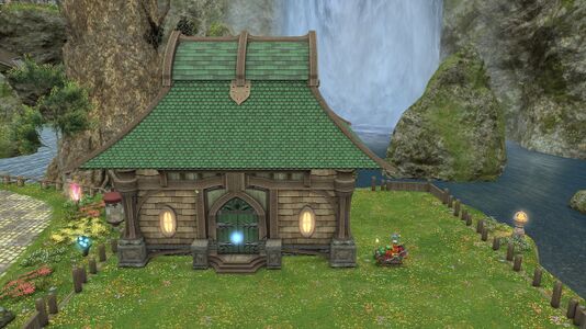 Pictured beside a Lavender Beds small house