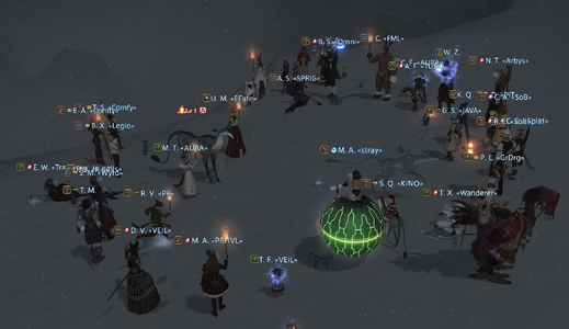 A gathering of players on Diabolos paying respects to the soon-to-be patched .