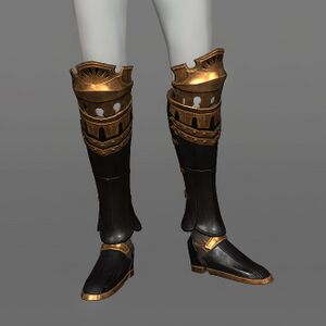 Augmented Bygone Brass Greaves of Maiming