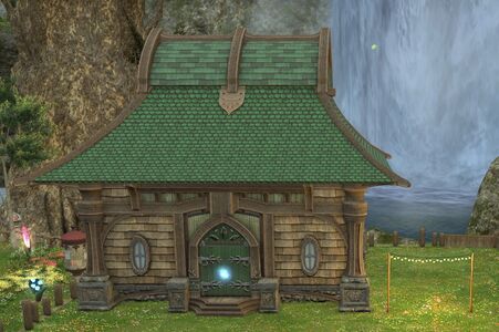 Pictured beside a Lavender Beds small house