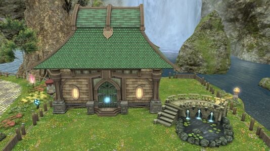 Pictured beside a Lavender Beds small house