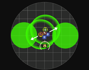 A gif showcasing a party dodging Optical Sight's rotation pattern.