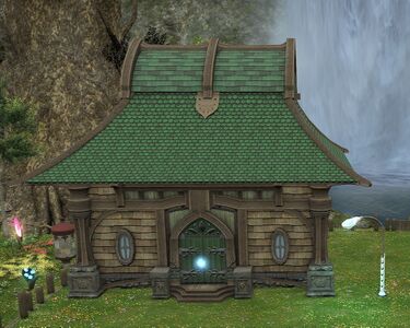 Pictured beside a Lavender Beds small house