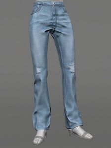Worn Bell-bottom Twill Trousers