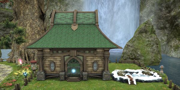 Pictured beside a Lavender Beds small house