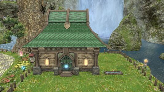 Pictured beside a Lavender Beds small house