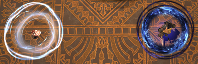Two players marked with a light and dark ring.