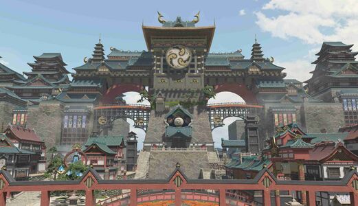 The view of Kugane from Tasogare Bridge